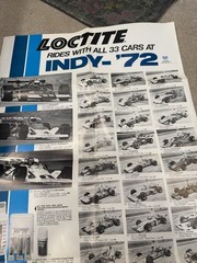 Loctite Vintage Auto Racing Poster Indy ’72 Indianapolis 500 All 33 Cars