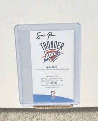 Sam Presti Signed Business Card Oklahoma City Thunder GM Autograph Rare