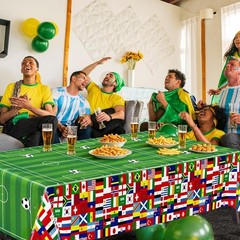 3 Pack Soccer Tablecloths Green Plastic Waterproof 54×108 Inch Party Supplies