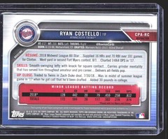 Ryan Costello 2019 Bowman Chrome Prospect Autographs Refractor SN,AU #/499