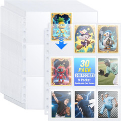 30 Pack 540 Pocket Binder Pages – Double-Sided 9 Pocket Trading Card Sleeves