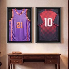 Uimoso Wooden Display Case for Sports Jerseys, 35.4×27.6×1.5 in Shadow Box Frame