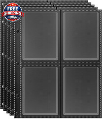Top Loader Sleeves 4-Pocket Trading Card Storage Refill Binder Pages – 25 Pack