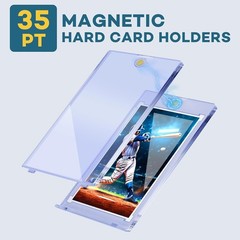 100 Pack Magnetic Trading Sports Card Holders 35pt One-Touch Hard UV Protection