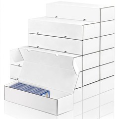 CXIIPOL 12-Pack 1100 Count Trading Card Storage Box, White Corrugated Cardboa…