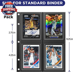 Top Loader Sleeves 4-Pocket Trading Card Storage Refill Binder Pages – 25 Pack
