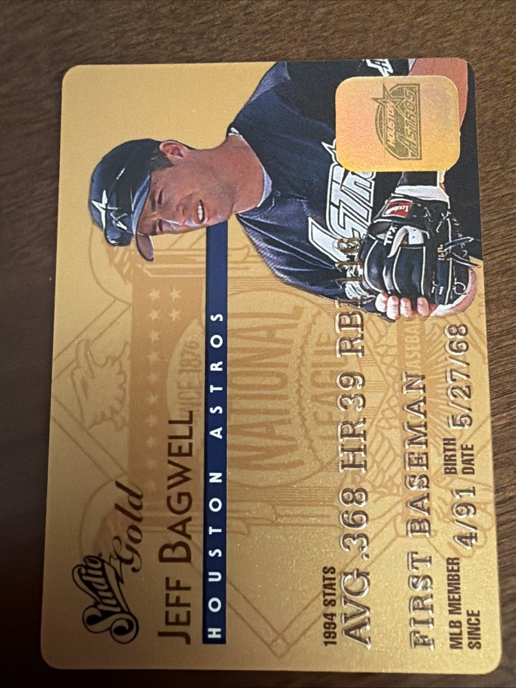 1995 Studio Gold Credit Card Baseball #2 Jeff Bagwell – Houston Astros
