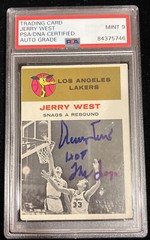 Autographed Jerry West 1961 Fleer IN ACTION Card HOF & The Logo PSA/DNA MINT 9