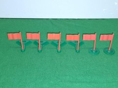 Unboxed Subbuteo C117 x6 Line Corner Flags Orange Rectangular Version Very Good