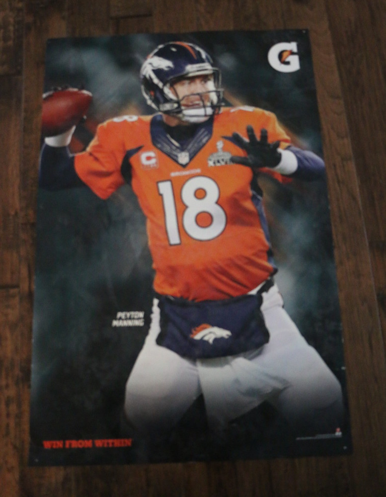 Peyton Manning Denver Broncos Poster #18 NFL Football Single Sided Gatorade