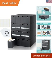 Trading Card Storage Box with 70 Dividers – Stackable Organizer in Black