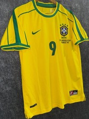 Brazil 1998 Home Retro Soccer Jersey *Fan version Yellow Green #9 Men S-3XL New