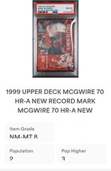 🔥1999 Upper Deck MARK MCGWIRE 70 Home Runs – New Record Magic Motion Card PSA 8