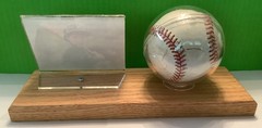 Baseball Card and Ball Holder With Oak Base (Baseball Not Included) New