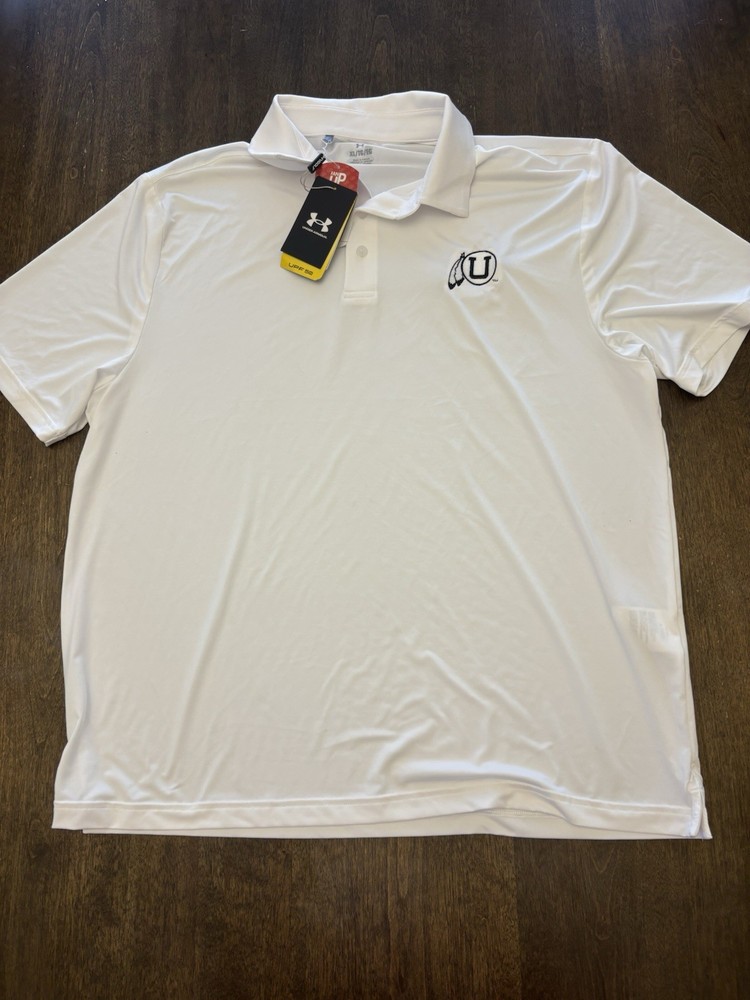 Under Armour x Utah Utes Performance Golf Polo Shirt in White Men XL NWOT