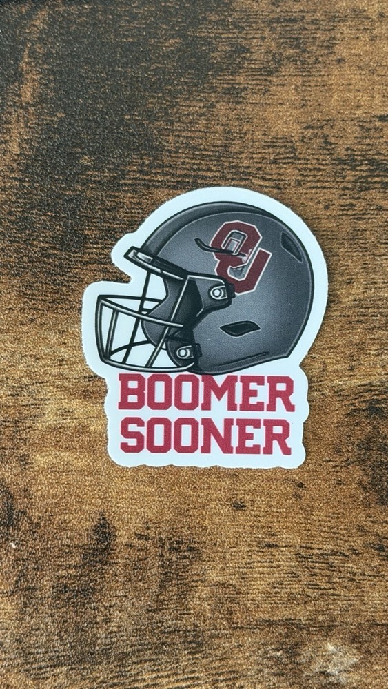 Oklahoma “Boomer Sooner” Vinyl Helmet Decal Sticker Laptop Cooler Water Bottle