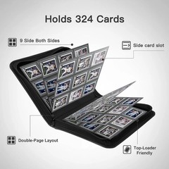 Toploader Binder,9 Pocket with 324 Card Slots for 3″ x 4″ Rigid Cards,PU Card Al