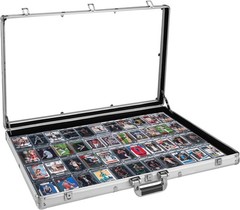Large 34″x22″ Silver Aluminum Trading Card Display Case – Lockable Professional
