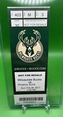 Giannis Antetokounmpo 28 pt Game Ticket Milwaukee Bucks vs. Phoenix Suns 2/26/17