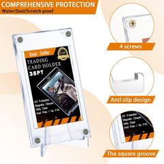 30 Pcs Screw Trading Card Protector with Display Stands Acrylic 35 PT Baseball C