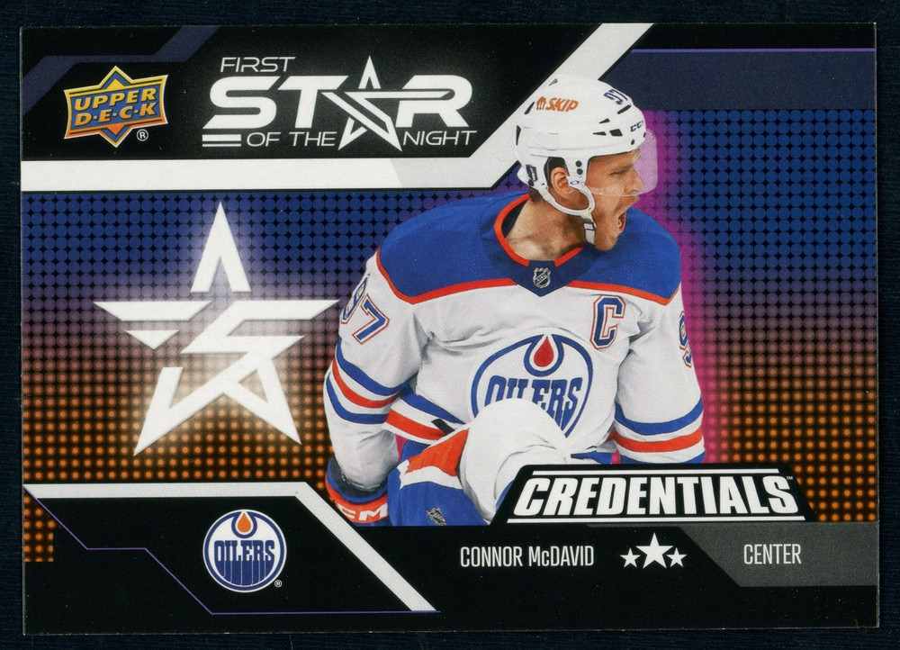 2022-23 Upper Deck Connor McDavid #1S-7 Credentials 1st Star of the Night Insert