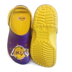 CROCS Mens 6 Womens 8 Slip On Clogs Los Angeles Lakers Sandals Shoes Purple Gold