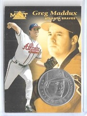 RARE 1997 PINNACLE MINT ~ GREG MADDUX SILVER/NICKEL COIN & DIE CUT CARD #11