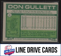 1977 Topps #15 Don Gullett New York Yankees VG