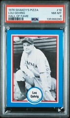 1976 SHAKEY’S PIZZA HOF #18 LOU GEHRIG PSA 8