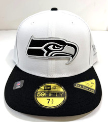Seattle Seahawks New Era 2026 NFL Draft Pre-Curved Fitted Hat~White/Black