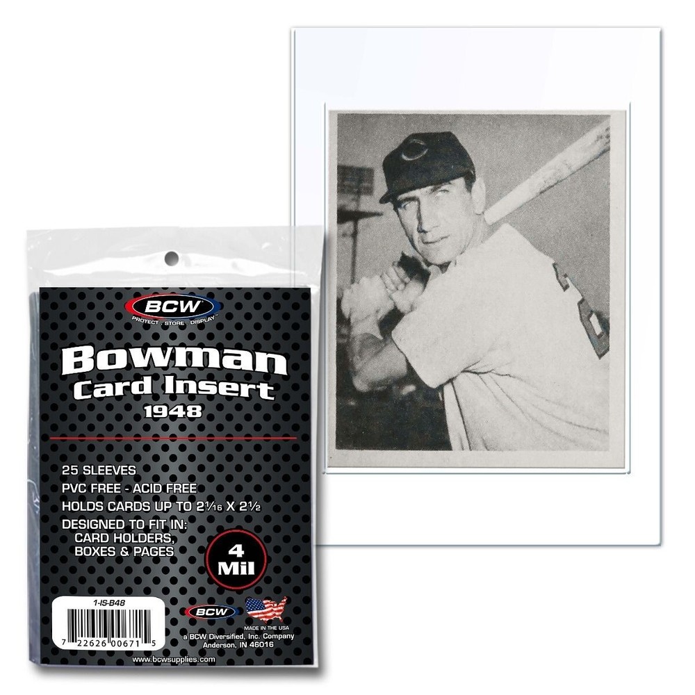 BCW Insert Sleeves For 48 Bowman Cards 1 Pack 25 Acid Free Mini Card Holder