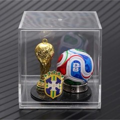 Brazil Soccer Keychain Gold Trophy & Mini Ball in Clear Display Case
