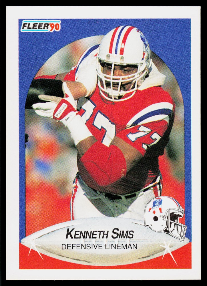 Kenneth Sims, 1990 Fleer Football Card, #327, New England Patriots,