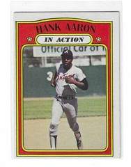 1972 Topps Baseball HANK AARON IN ACTION Atlanta Braves 300 see scans for detail