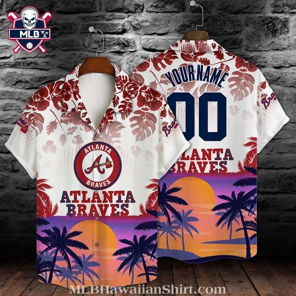 Sandy Beach Atlanta Baseball Team Bravess Sunset Aloha Shirt – Twilight Palms, U