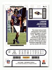 Lamar Jackson 2022 Panini Contenders Championship Ticket #5 Mint