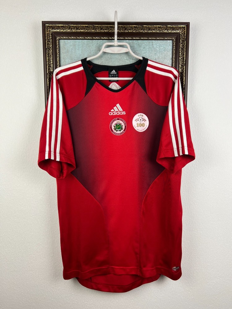 Vintage Adidas Latvia Football Player Issue Train Shirt Soccer Red Jersey Size M