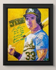 Jose Canseco Signed Framed ORIGINAL 16×20 Acrylic Painting 6x Inscription JSA
