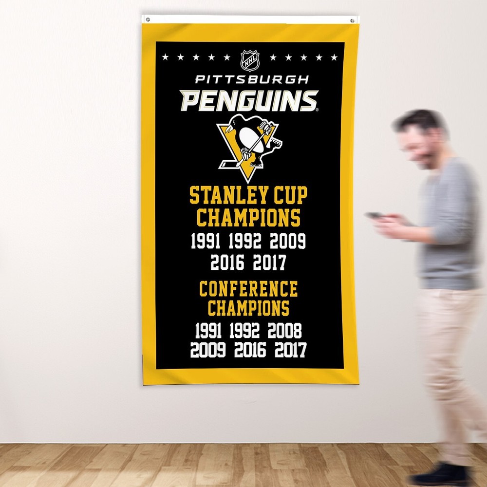 Pittsburgh Penguins 3×5 ft Banner Hockey NHL Stanley Cup Champions Flag