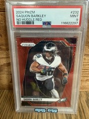 Panini 2024 Prizm Saquon Barkley Eagles Red No Huddle /75 PSA 9