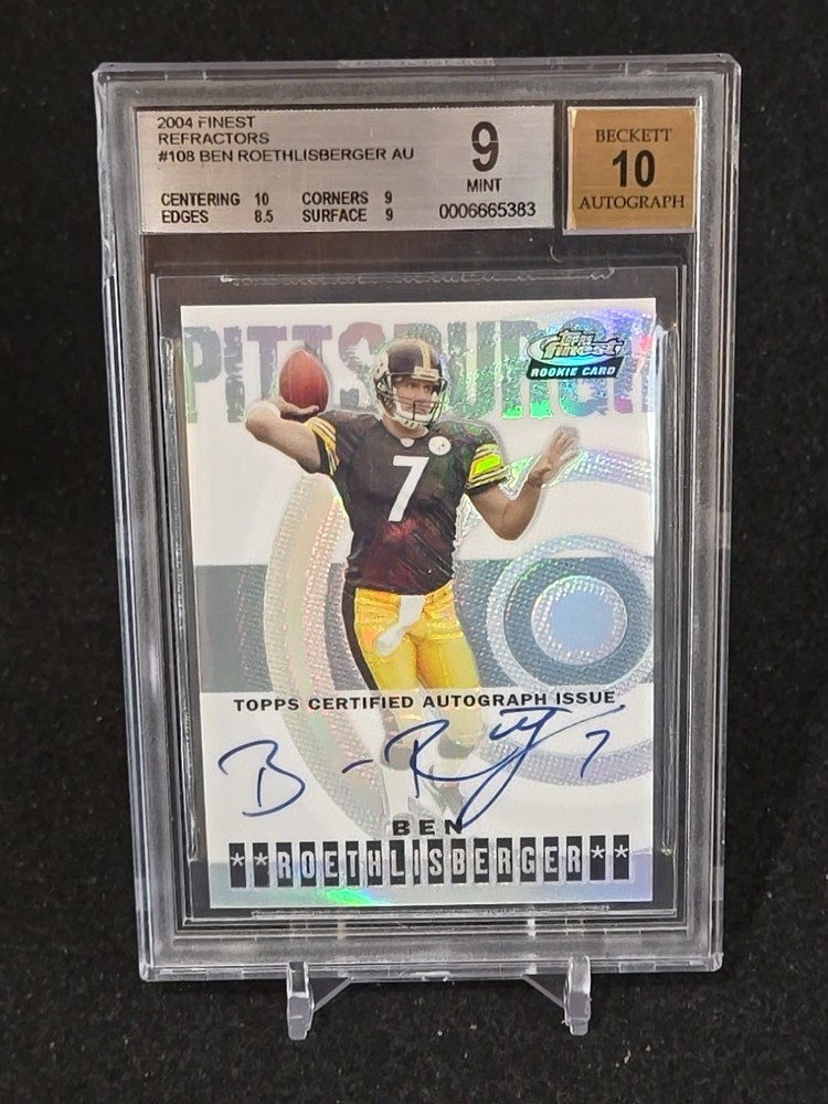 Ben Roethlisberger 2004 Finest Refractor #108 BGS 9/Auto 10 Rookie RC 140/199