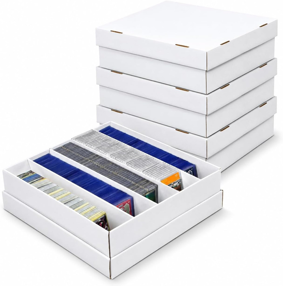 3 Pack Trading Card Storage Boxes 5 Row Holder for 220 Graded Cards with Divider