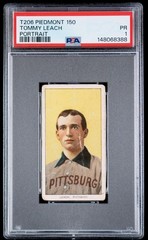 TOMMY LEACH 1909 T206 PIEDMONT PORTRAIT ROOKIE PIRATES #150 PSA 1