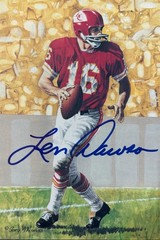 LEN DAWSON SIGNED GOAL LINE ART CARD~FOOTBALL HALL OF FAME~HOF AUTO~KC CHIEFS