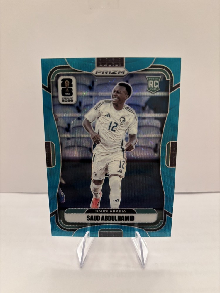 2026 Panini Prizm FIFA World Cup #384 Saud Abdulhamid Teal Wave #/99