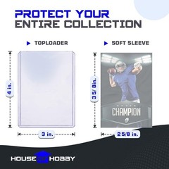 House of Hobby – Standard 100 Top Loaders & 100 Penny Sleeves – Pokemon, Sports