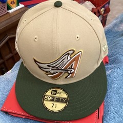 New Era 59FIFTY Los Angeles Angels MLB Beige/Green Fitted Cap Hat 7 5/8