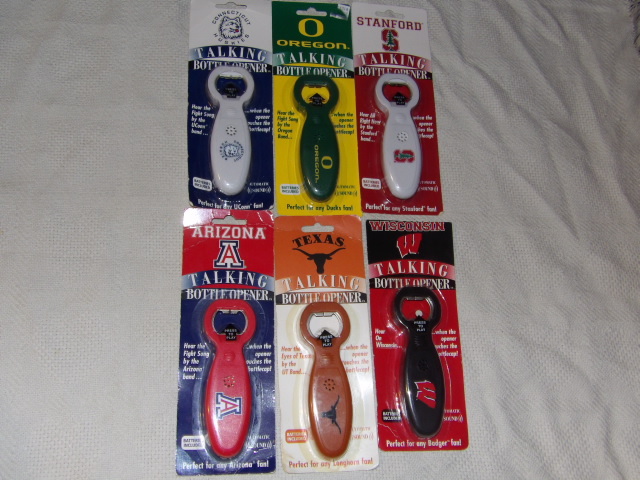 NCAA VARIOUS TEAMS TALKING BOTTLE OPENERS CLEMSON OREGON WISCONSIN NIP