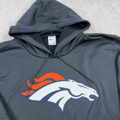 Denver Broncos Hoodie Mens XXL 2XL Gray Nike Dri Fit Performance NFL Football
