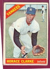 1966 Topps #547, Horace Clarke, NY Yankees, Light Stain, VG